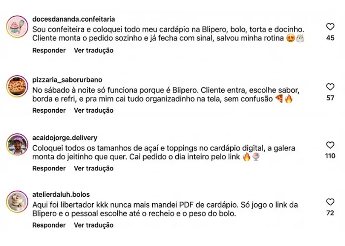 Depoimento Cardápio 1